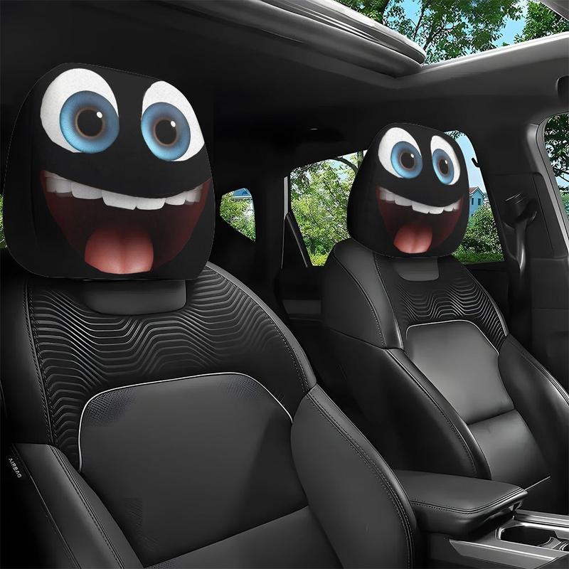 π Funny Cartoon Car Headrest Covers β 2PCS 2D Universal Fit π