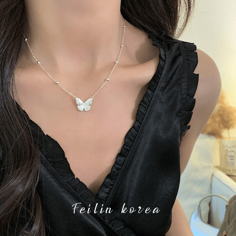 925 sterling silver butterfly necklace female light luxury high-end clavicle chain niche new birthday gift 2025 new