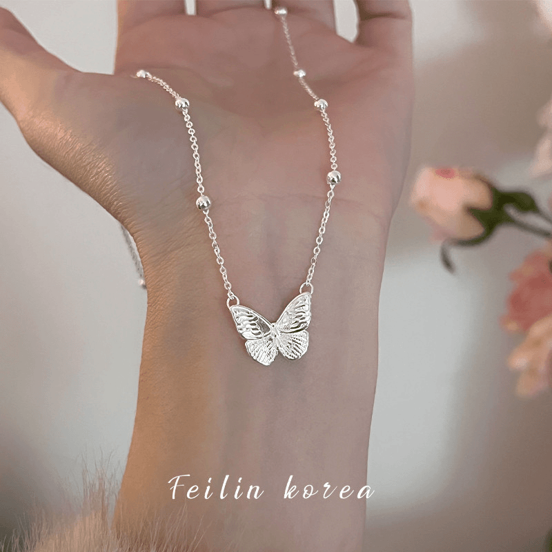 925 sterling silver butterfly necklace female light luxury high-end clavicle chain niche new birthday gift 2025 new