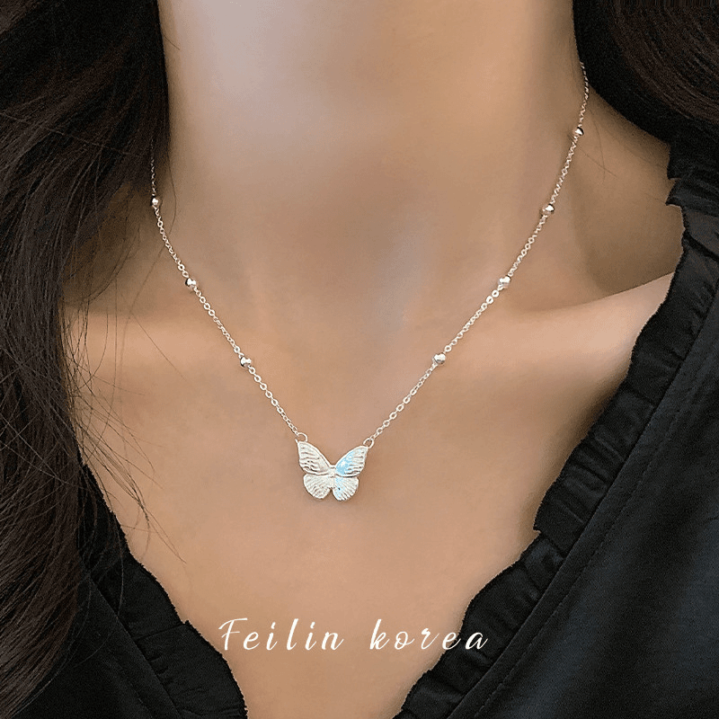925 sterling silver butterfly necklace female light luxury high-end clavicle chain niche new birthday gift 2025 new