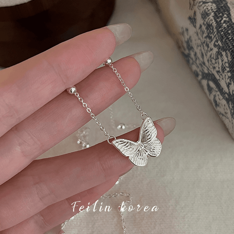925 sterling silver butterfly necklace female light luxury high-end clavicle chain niche new birthday gift 2025 new