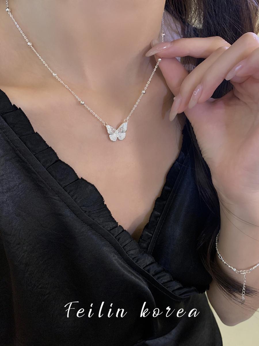 925 sterling silver butterfly necklace female light luxury high-end clavicle chain niche new birthday gift 2025 new