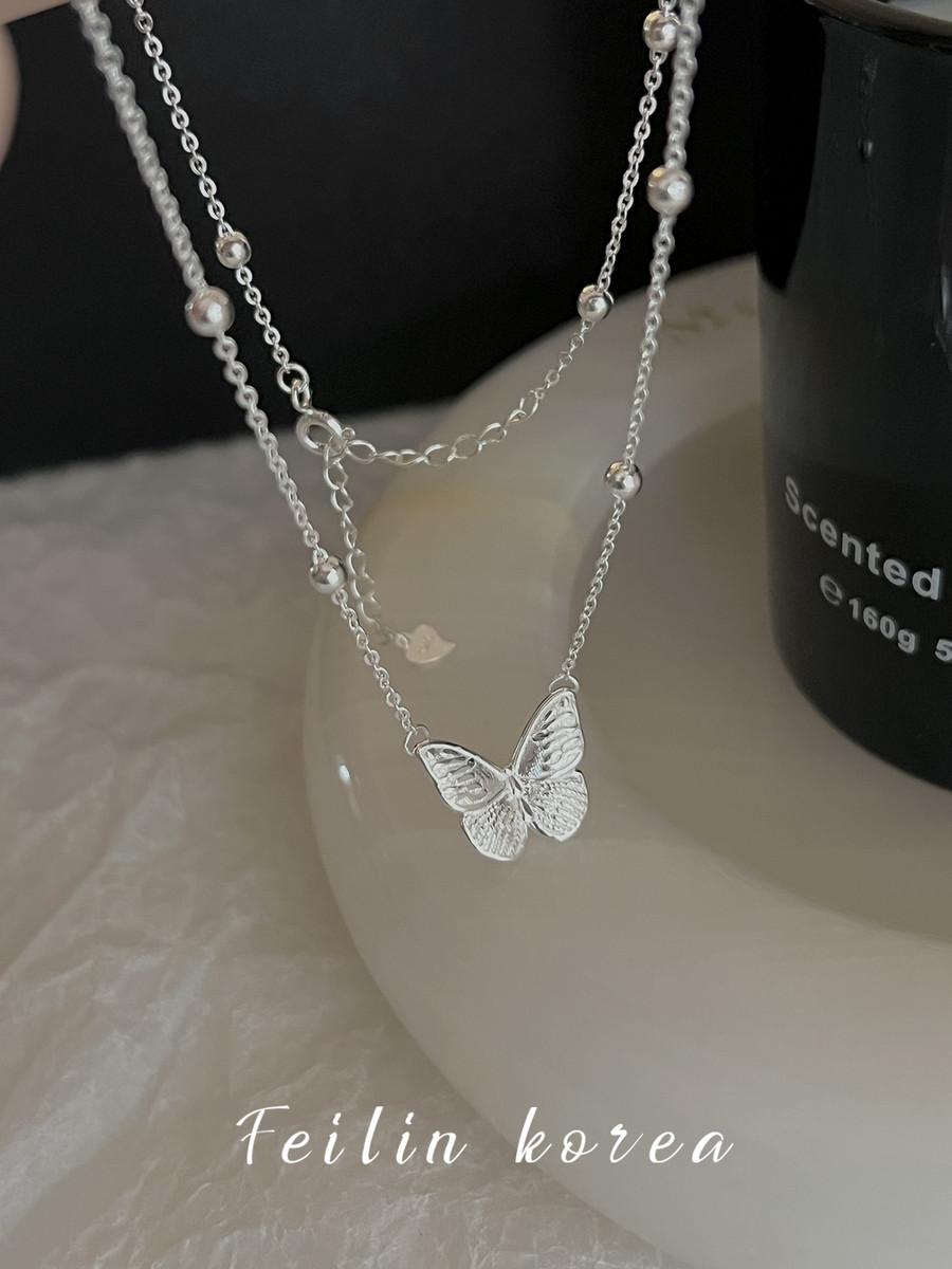 925 sterling silver butterfly necklace female light luxury high-end clavicle chain niche new birthday gift 2025 new