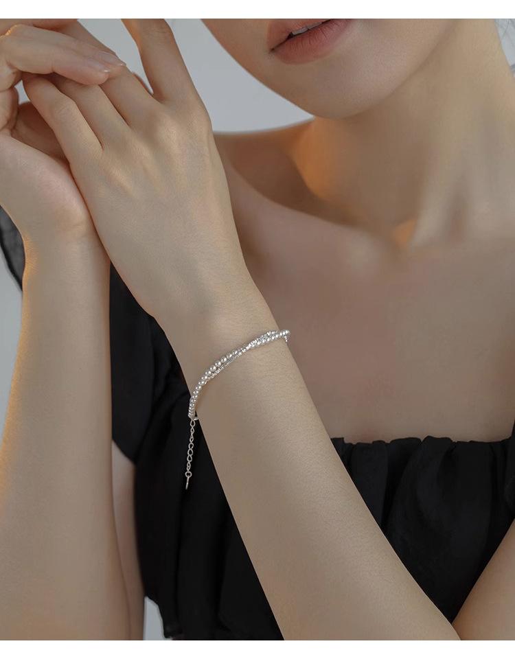 925 silver bracelet broken silver pearl double layer bracelet female new style high-grade temperament bracelet exquisite girlfriend hand jewelry female