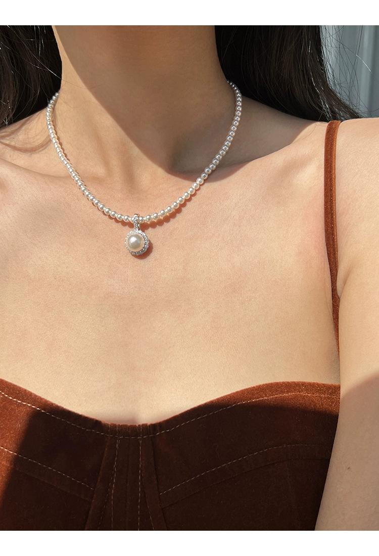 Pure natural pearl aurora freshwater Zhuji pearl millet bead necklace sunflower seedless necklace set simple pendant
