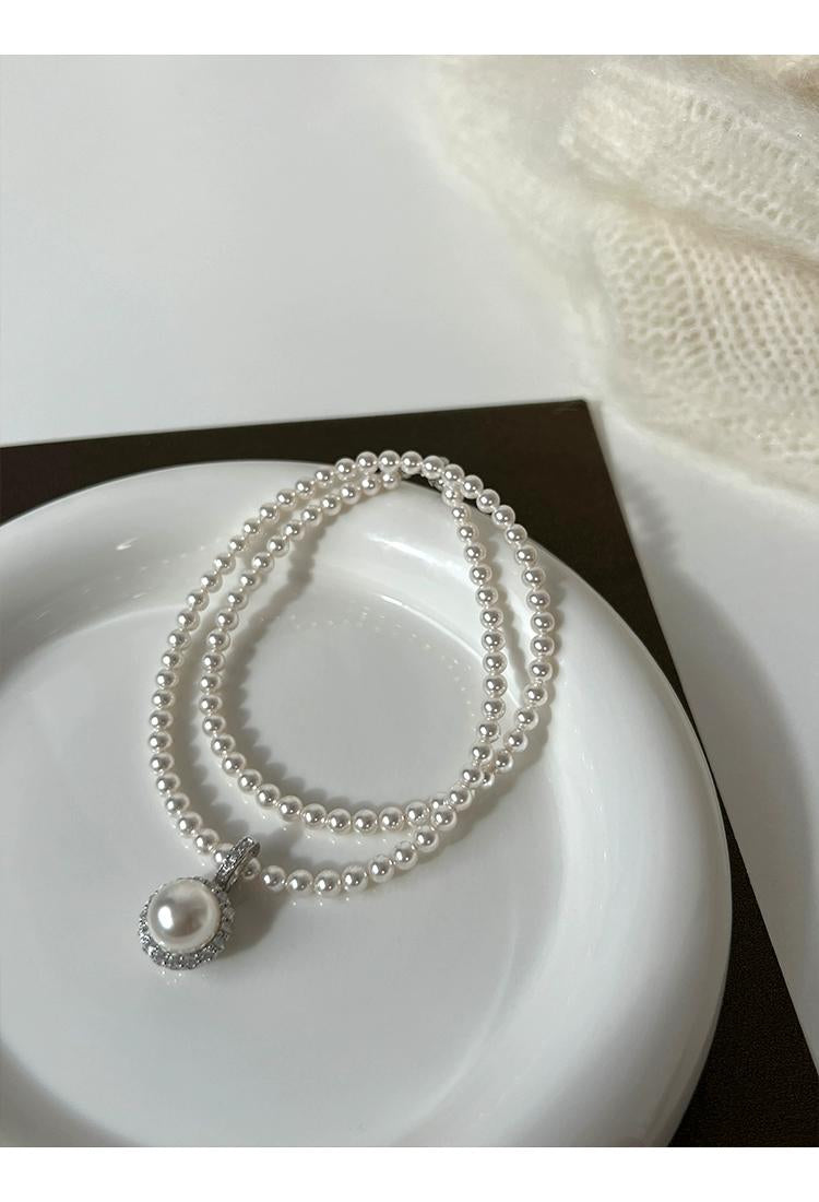 Pure natural pearl aurora freshwater Zhuji pearl millet bead necklace sunflower seedless necklace set simple pendant