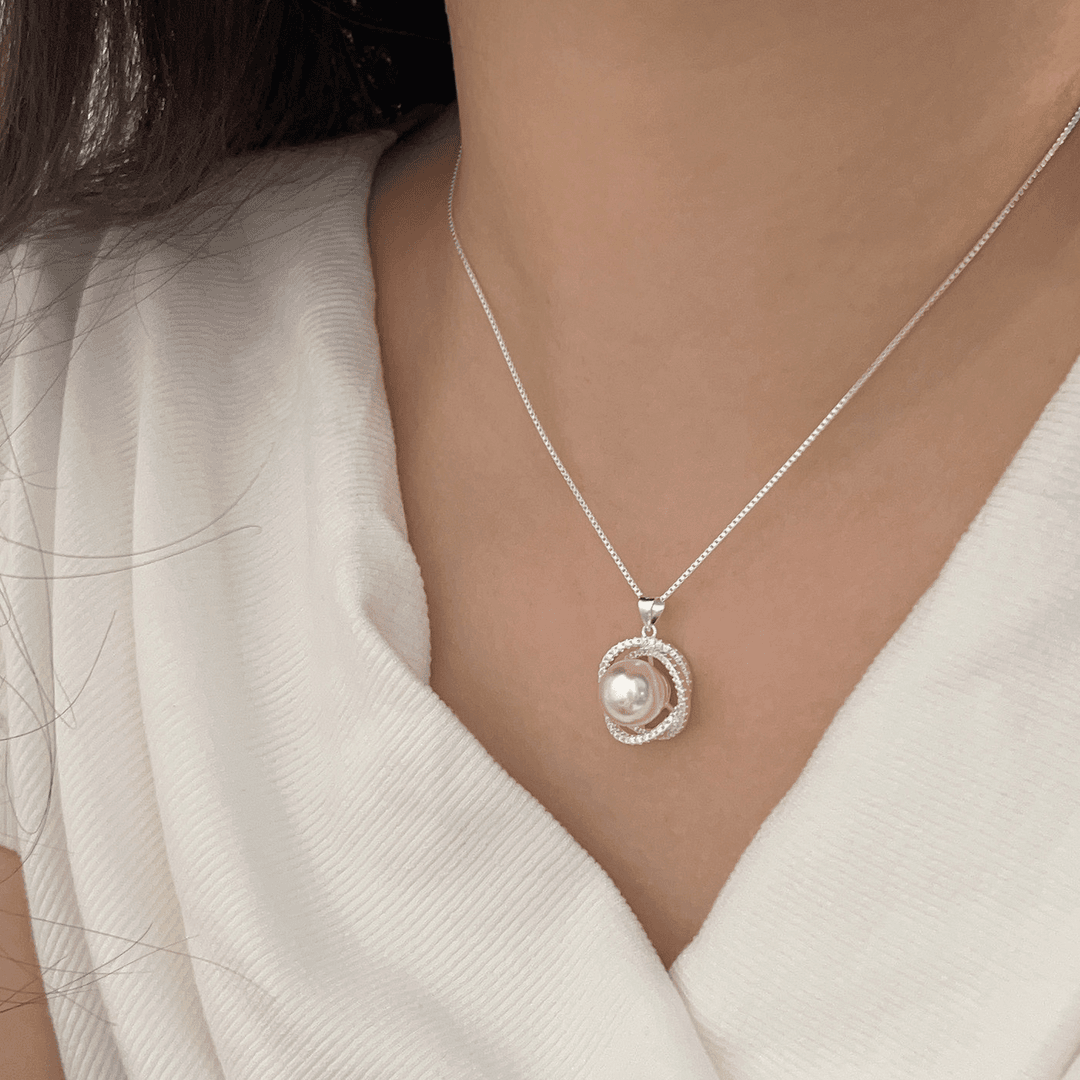 Pure silver moissanite silver products S925 sterling silver pearl necklace female new style light luxury temperament niche