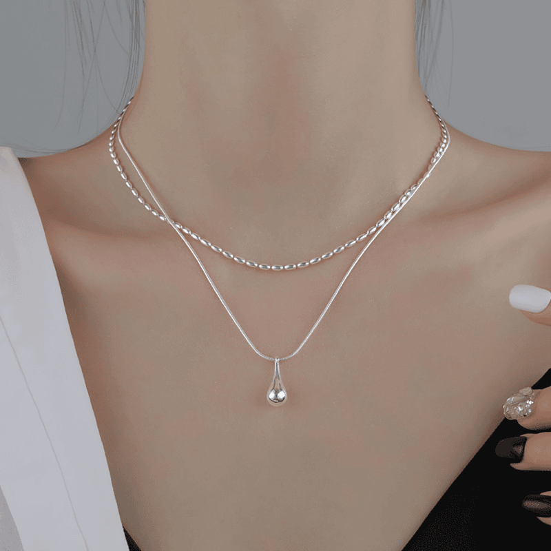 925 water drop necklace female light luxury niche clavicle necklace chest necklace Valentine's Day birthday gift for girlfriend and wife female model