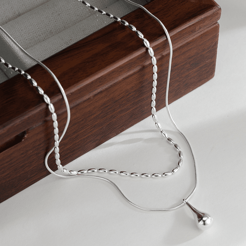 925 water drop necklace female light luxury niche clavicle necklace chest necklace Valentine's Day birthday gift for girlfriend and wife female model