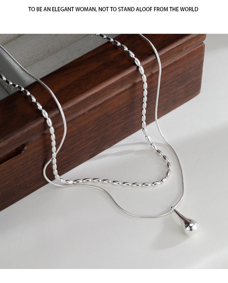 925 water drop necklace female light luxury niche clavicle necklace chest necklace Valentine's Day birthday gift for girlfriend and wife female model