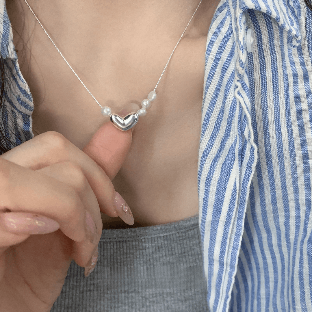 925 silver irregular lentil sterling silver bead necklace female temperament light luxury high-end birthday gift