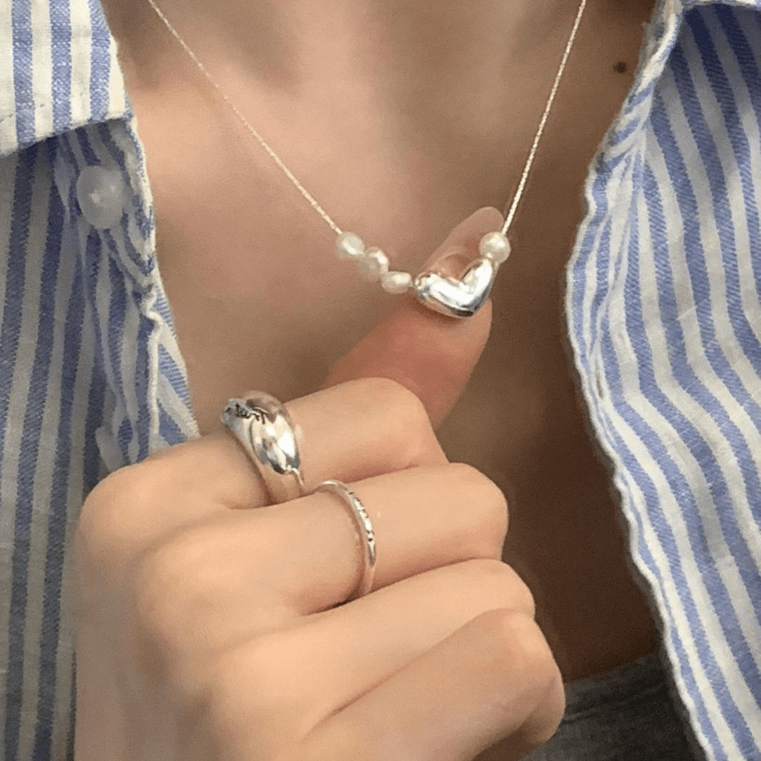925 silver irregular lentil sterling silver bead necklace female temperament light luxury high-end birthday gift