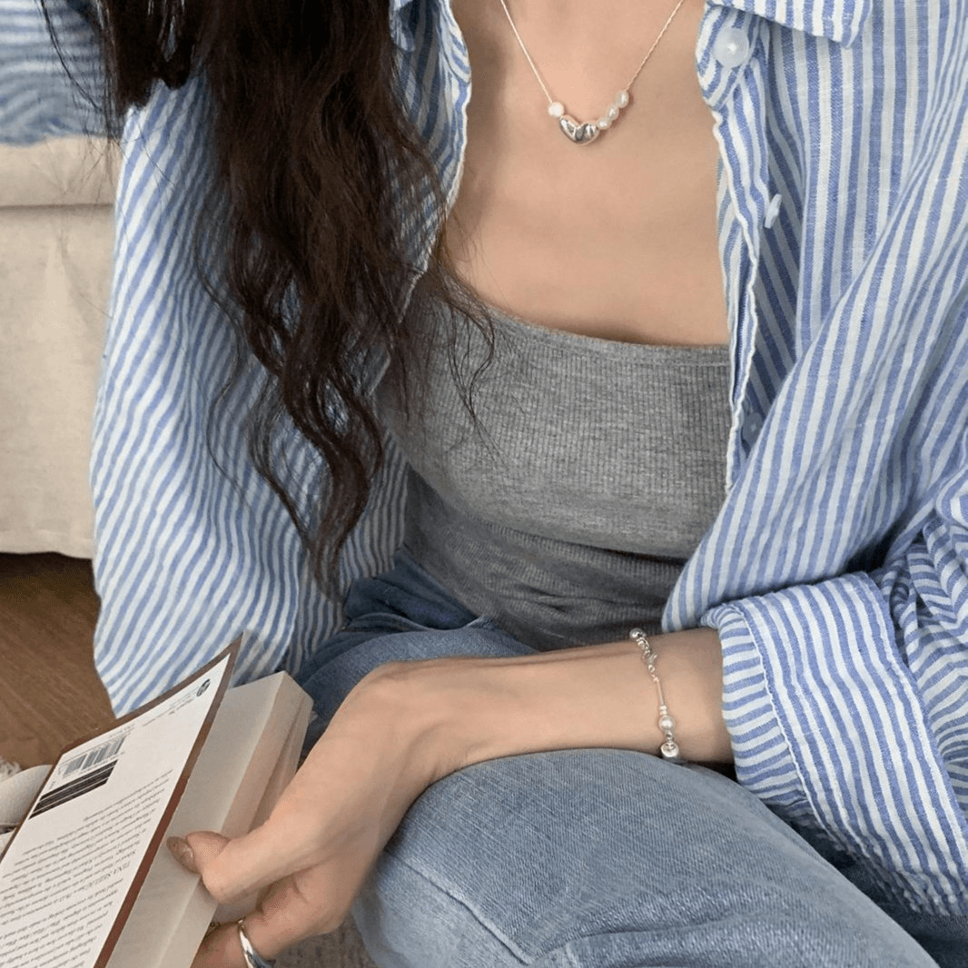 925 silver irregular lentil sterling silver bead necklace female temperament light luxury high-end birthday gift
