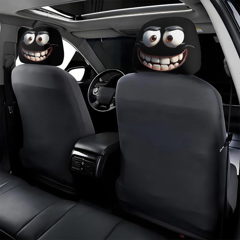 π Funny Cartoon Car Headrest Covers β 2PCS 2D Universal Fit π