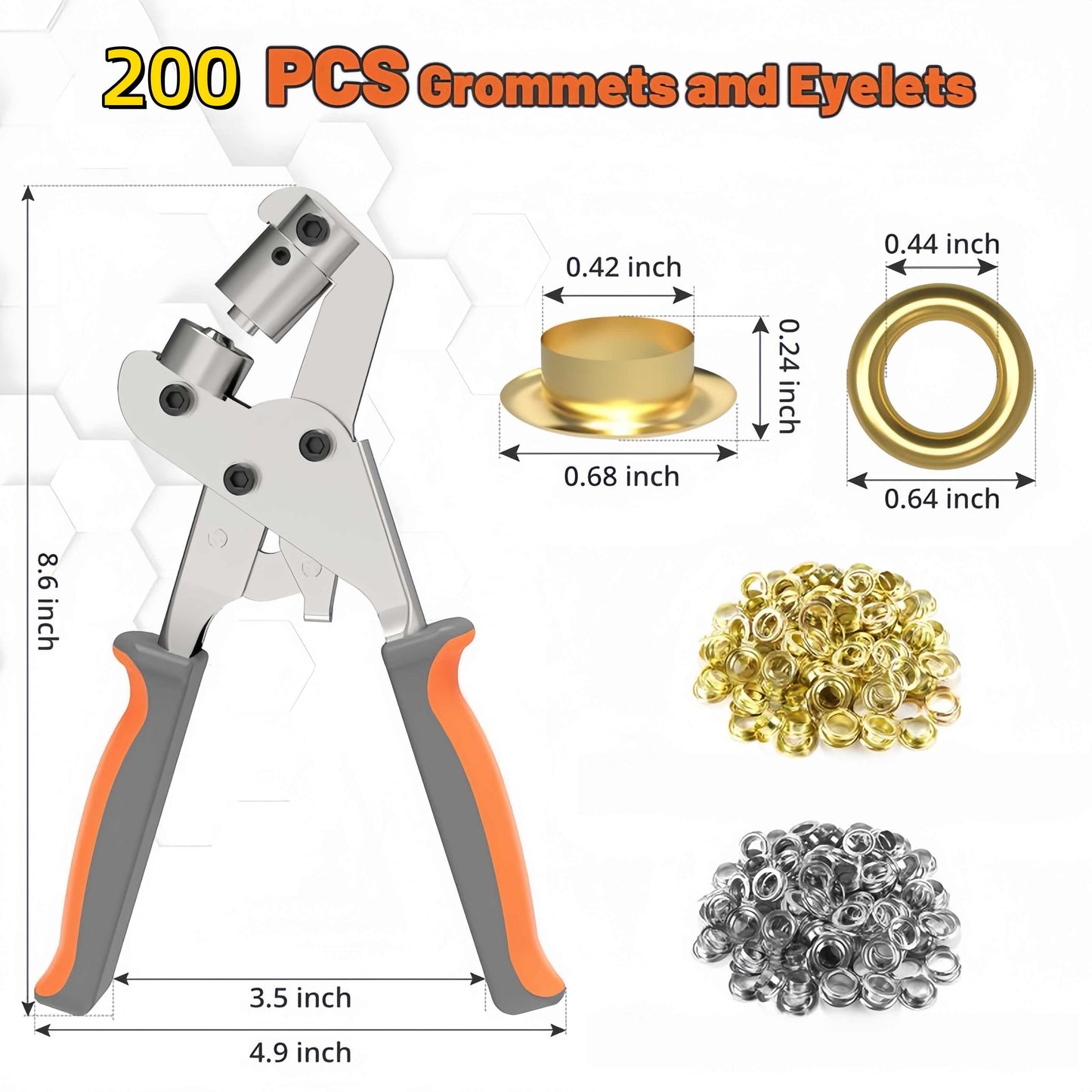 Grommet Tool 3/8 Inch Grommets Eyelet Plier set with 200pcs Eyelets