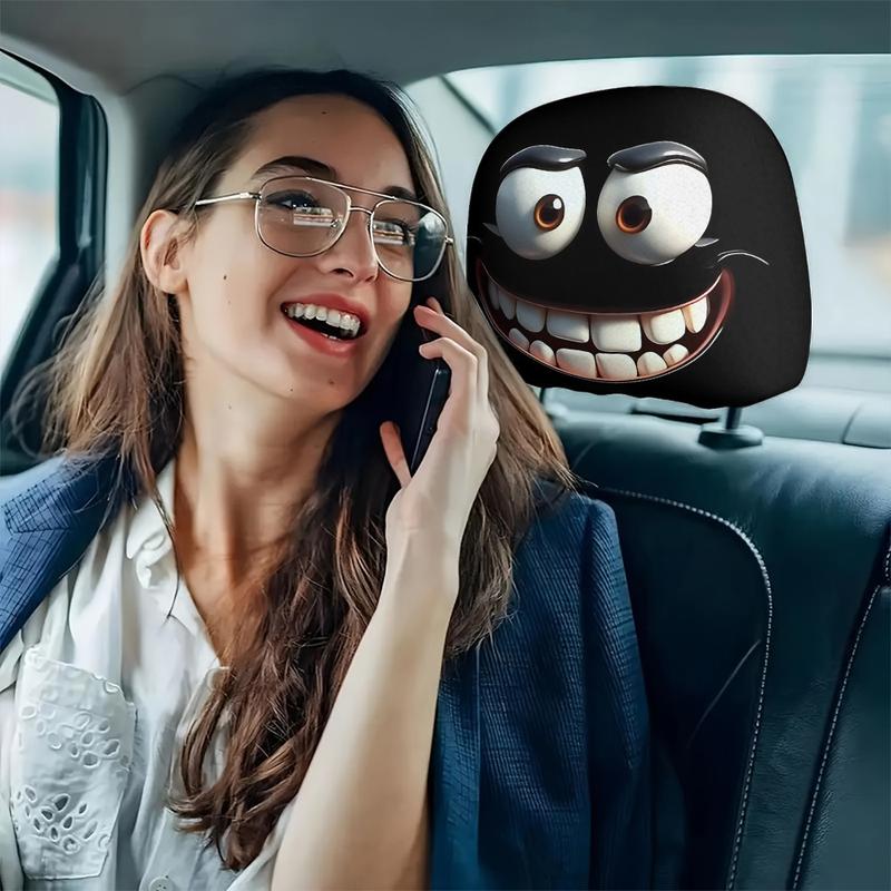 π Funny Cartoon Car Headrest Covers β 2PCS 2D Universal Fit π