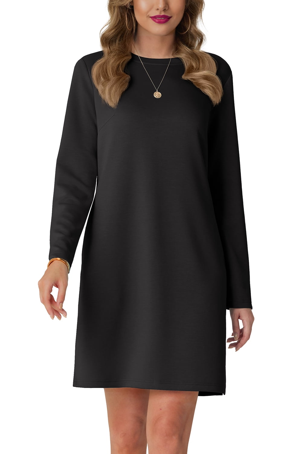 Women Casual Long Sleeve Dress Trendy Fall Fashion Cozy Travel Airport Outfits Haze Blue XL