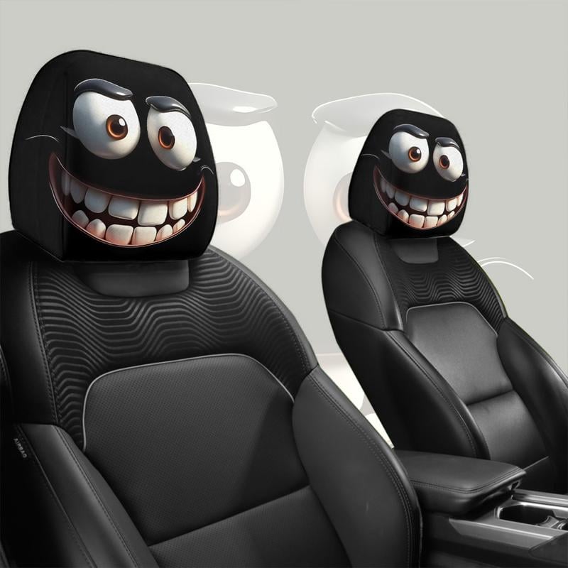 π Funny Cartoon Car Headrest Covers β 2PCS 2D Universal Fit π