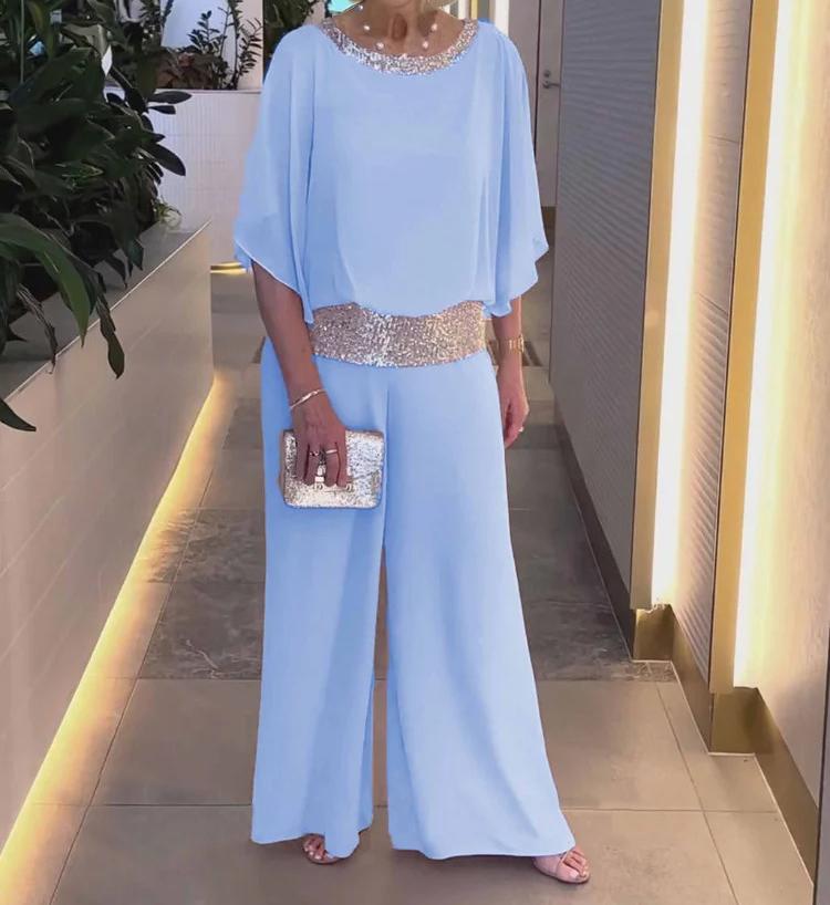 Last Day 50% OFF🔥Sequined Colorblock Elegant Two-piece Set