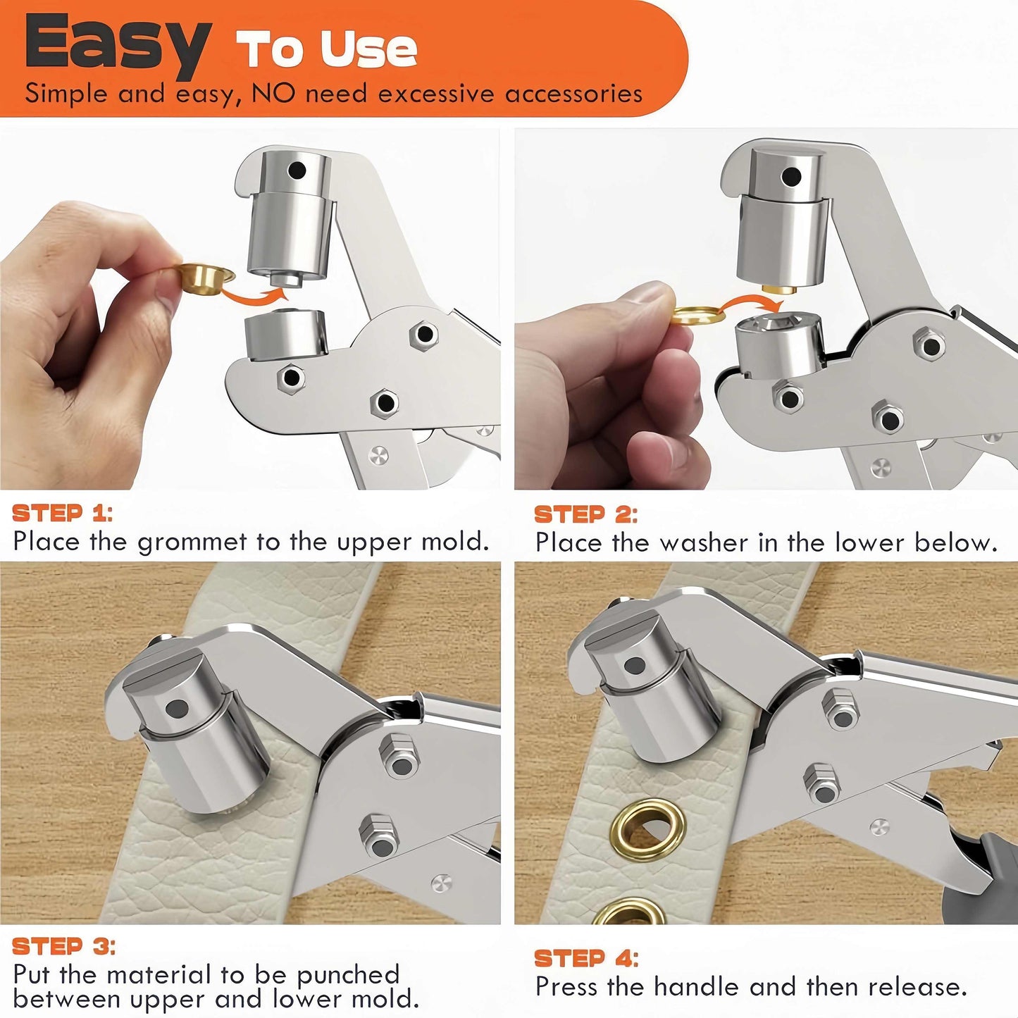 Grommet Tool 3/8 Inch Grommets Eyelet Plier set with 200pcs Eyelets