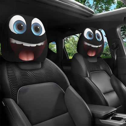 😆 Funny Cartoon Car Headrest Covers – 2PCS 2D Universal Fit 🚗