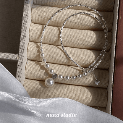 925 imitation pearl pendant necklace simple clavicle chain light luxury exquisite cold white moonlight