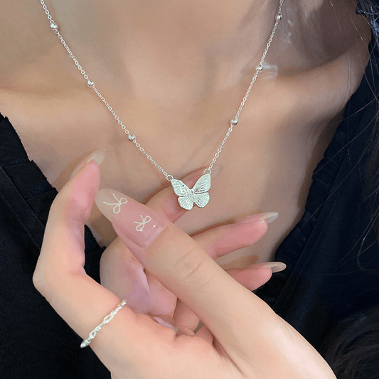 925 sterling silver butterfly necklace female light luxury high-end clavicle chain niche new birthday gift 2025 new