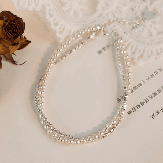 925 silver bracelet broken silver pearl double layer bracelet female new style high-grade temperament bracelet exquisite girlfriend hand jewelry female