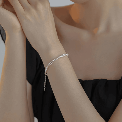 925 silver bracelet broken silver pearl double layer bracelet female new style high-grade temperament bracelet exquisite girlfriend hand jewelry female