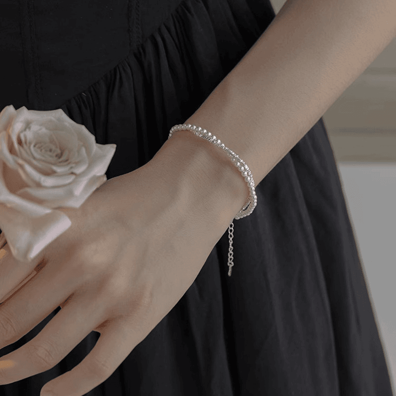 925 silver bracelet broken silver pearl double layer bracelet female new style high-grade temperament bracelet exquisite girlfriend hand jewelry female