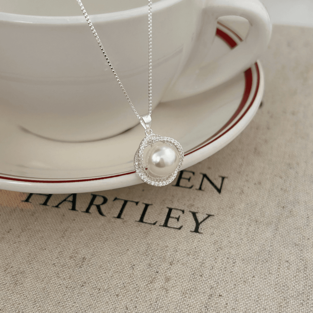 Pure silver moissanite silver products S925 sterling silver pearl necklace female new style light luxury temperament niche