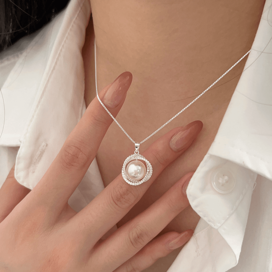 Pure silver moissanite silver products S925 sterling silver pearl necklace female new style light luxury temperament niche