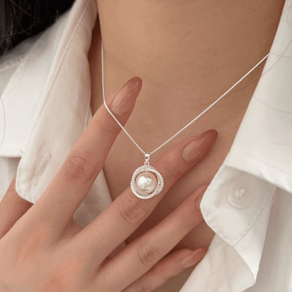 Pure silver moissanite silver products S925 sterling silver pearl necklace female new style light luxury temperament niche