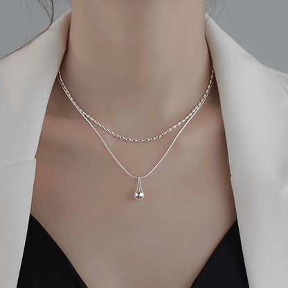 925 water drop necklace female light luxury niche clavicle necklace chest necklace Valentine's Day birthday gift for girlfriend and wife female model