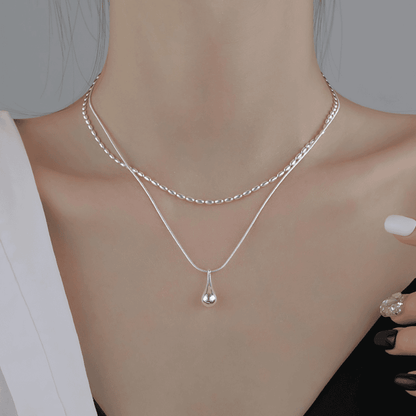925 water drop necklace female light luxury niche clavicle necklace chest necklace Valentine's Day birthday gift for girlfriend and wife female model