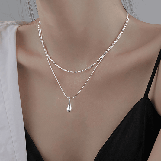 925 water drop necklace female light luxury niche clavicle necklace chest necklace Valentine's Day birthday gift for girlfriend and wife female model