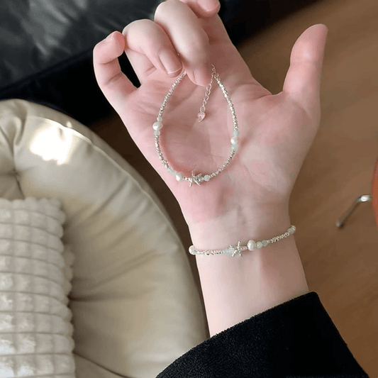 999 sterling silver pearl starfish broken silver bracelet female model 2025 new light luxury niche exquisite
