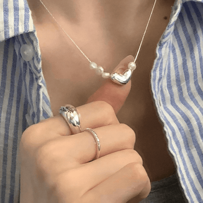 925 silver irregular lentil sterling silver bead necklace female temperament light luxury high-end birthday gift