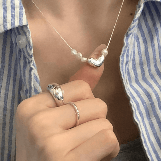 925 silver irregular lentil sterling silver bead necklace female temperament light luxury high-end birthday gift