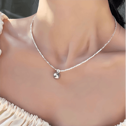 925 silver imitation pearl s925 high-end light luxury clavicle necklace temperament versatile broken silver light luxury